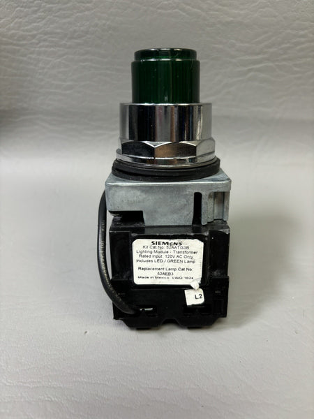 SIEMENS PUSH TO TEST PILOT LIGHT GREEN 52AATG3B LIGHTING MODULE 52PT6G3AB