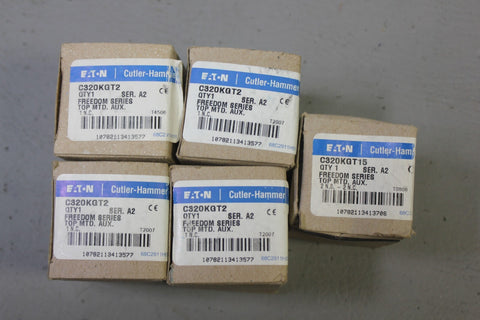 LOT OF 5 NEW EATON AUXILIARY CONTACTS (4) C320KGT2(1) C320KGT15