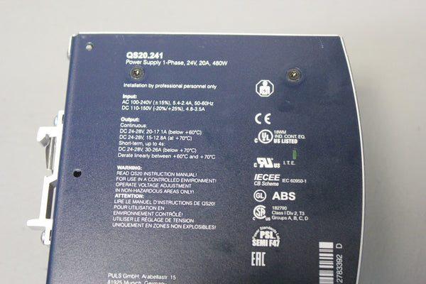PULS AUTOMATION POWER SUPPLY  QS20.241