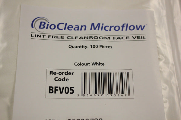 100 Pcs Ansell BFV05 BioClean Microflow Cleanroom Face Veil