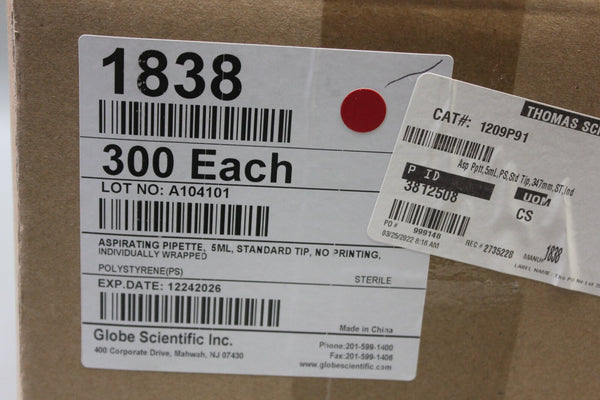 THOMAS SCIENTIFIC ASPIRATING PIPETTE 5ML STANDARD TIP 1838 300 PCS