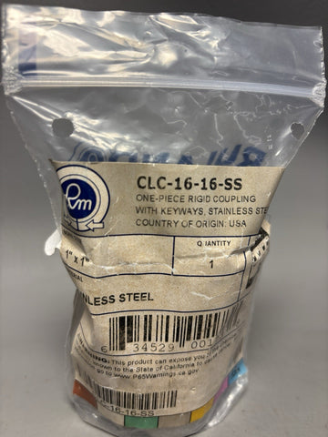 RULAND MANUFACTURING CLC-16-16-SS ONE PIECE RIGID COUPLING W KEYWAY BORE SIZE 1"